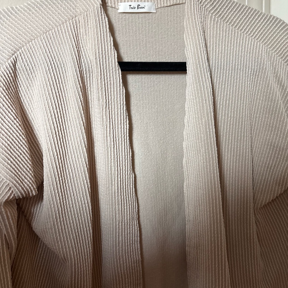 Cream Ribbed Cardigan - Picture 2 of 3